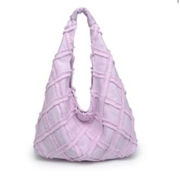 NWT Urban Expressions Barbuda Cotton Fringe light purple/Lilac Hobo Bag - Picture 1 of 7